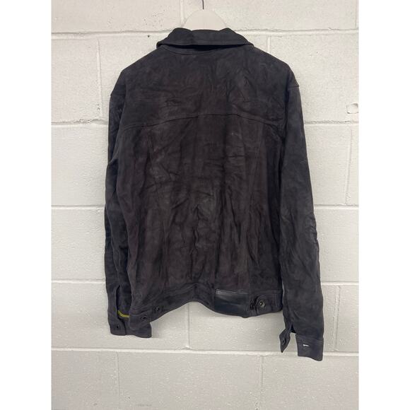 NEW John Varvatos EU 48 US 38 Licorice Brandon Suede Leather Trucker Jacket - Picture 5 of 8